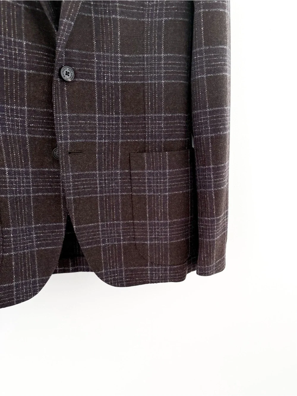 New Maurizio Baldassari Italian Wool Plaid Sport Coat Blazer Men's Brown Blue 40